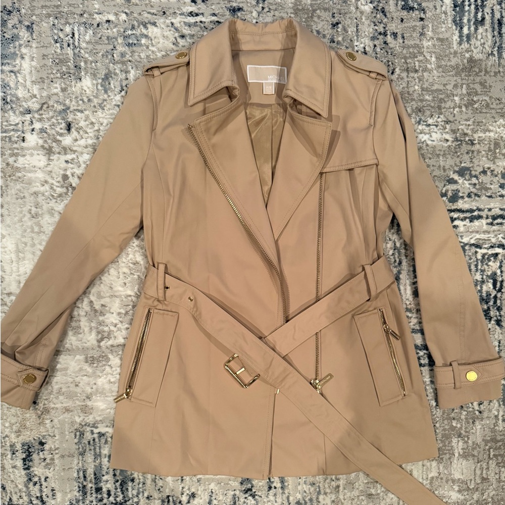 MICHAEL Michael Kors Tan Trench Coat Classic Design